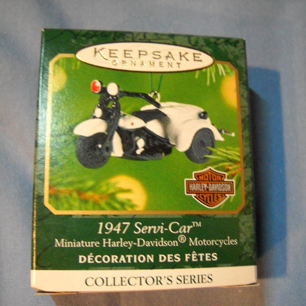 2001 Hallmark Mini Ornament Harley-Davidson -1947 Police Servi-Car Motorcycle,#3